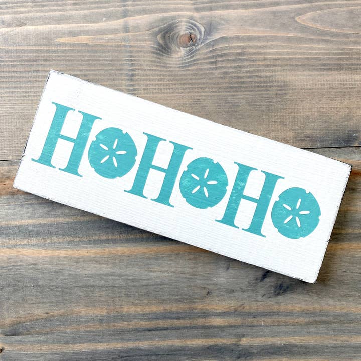 Panneau de plage de Noël Ho Ho Ho Sand Dollar, cadeaux côtiers pour la vente par Anchored Soul Designs