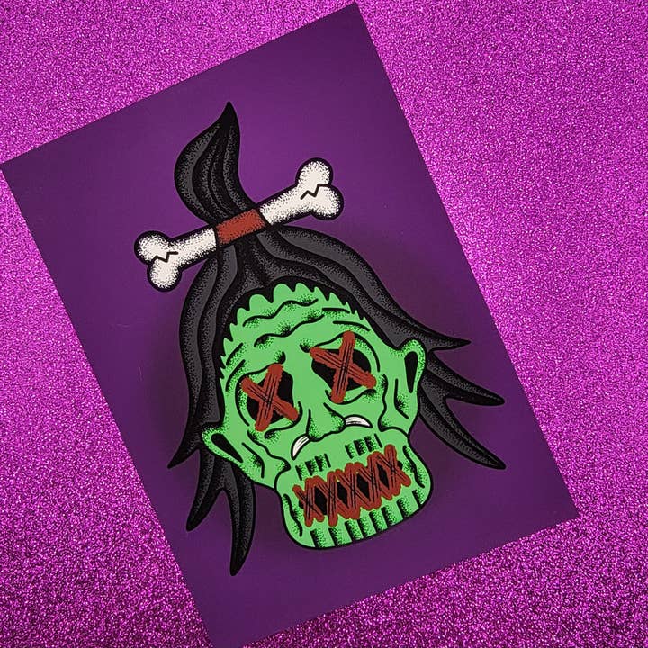 Tiki Shrunken Head Art Print 5x7 for wholesale by Printy Vibes