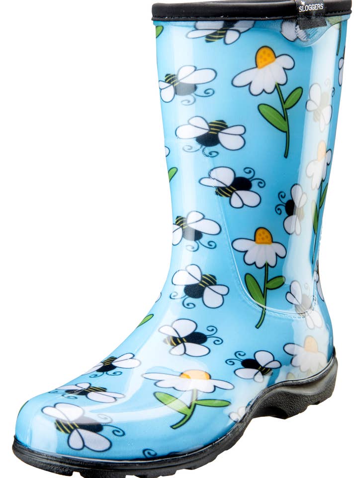 Sloggers - Vendita all'ingrosso Stivali da pioggia - Donna - Stivali da pioggia e da giardino da donna, stampa ape blu chiaro4