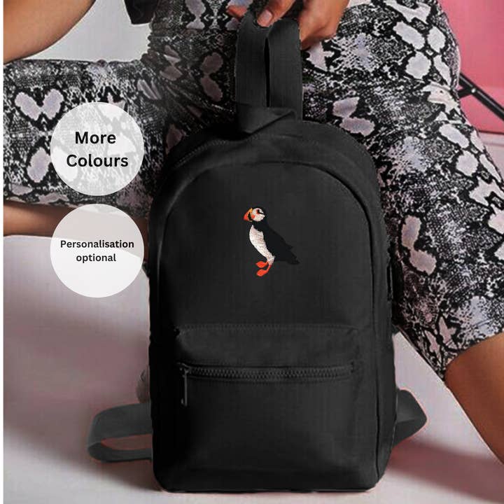 Puffin Broderad mini essentiell ryggsäck för wholesale av Thread and Needles Co