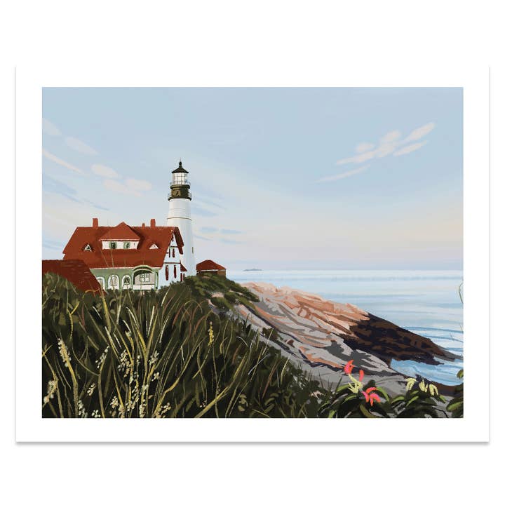 Portland Head Light, Maine Print for wholesale by Kat Maus Haus Illustration
