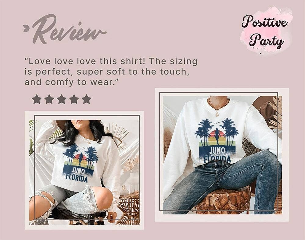 PositiveParty - Wholesale Screen Printed T-Shirt - Women's - Juno Florida Shirt, Born In Juno Florida Gift8