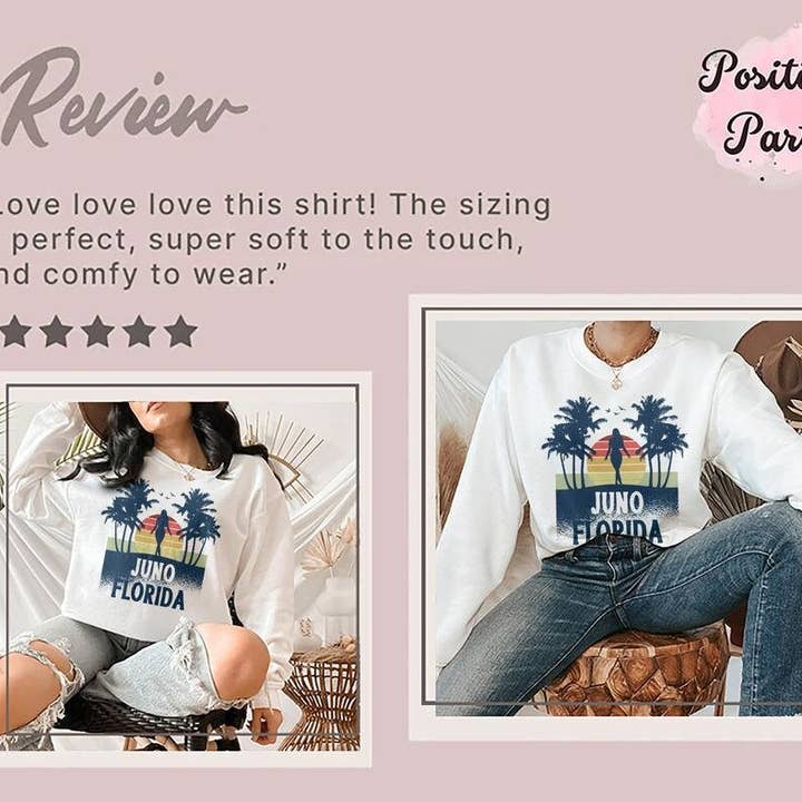 PositiveParty - Wholesale Screen Printed T-Shirt - Women's - Juno Florida Shirt, Born In Juno Florida Gift8