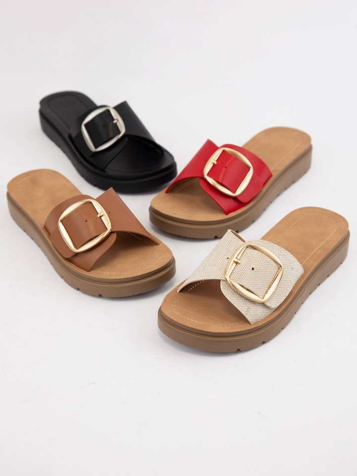 DELIGHT BIG BUCKLE STRAP SEMI PLATFORM SANDALS for wholesale by CCOCCI
