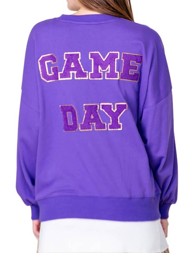 Game Day Football Crewneck Sweater for wholesale by Vanilla Monkey
