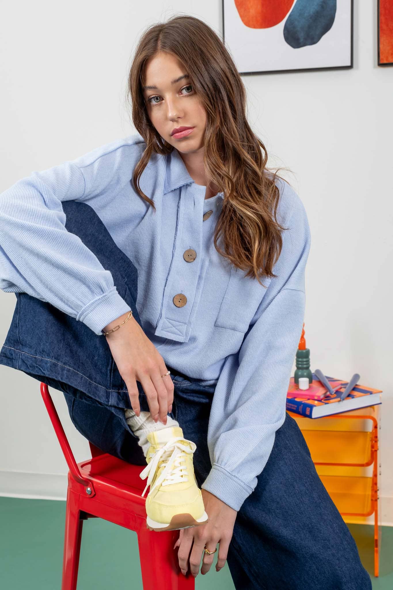 Blu Pepper - Venta al por mayor Jersey corto de punto - Mujer - TOP DE PUNTO CON CUELLO Y BORDES CRUDOS38