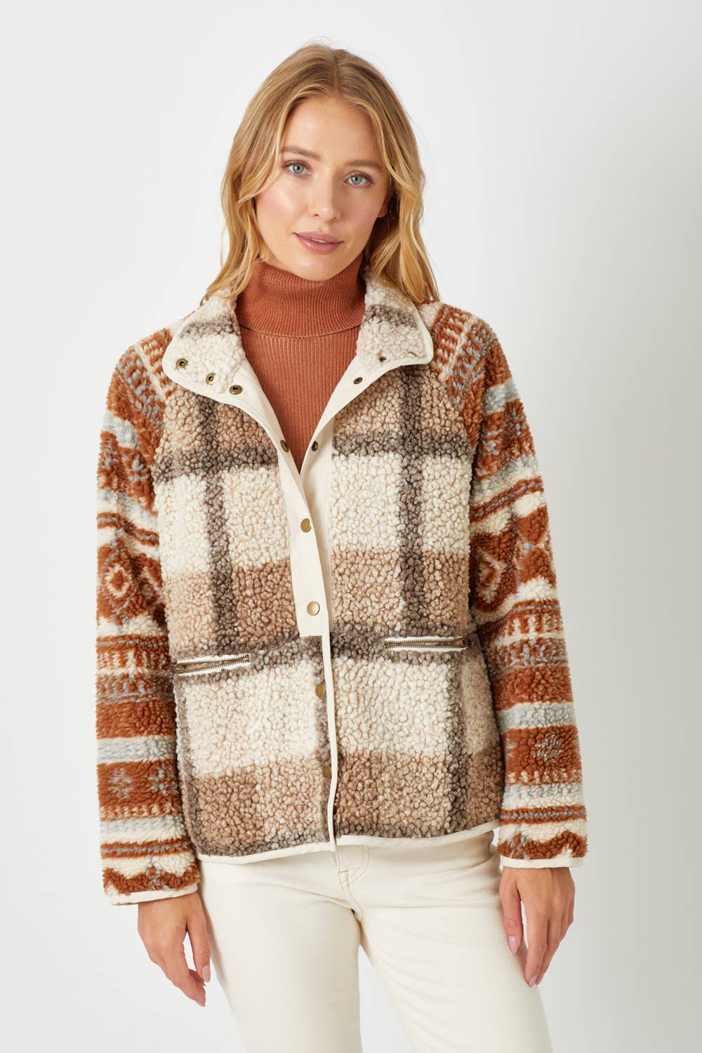 Mystree - Vendita all'ingrosso Felpa in pile - Donna - 60305 Giacca in pile con stampa mista1