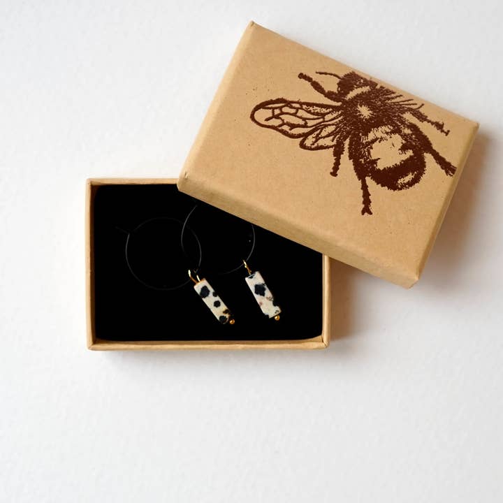 Dalmatian Jasper Hoop Earrings for wholesale by Copper Bee