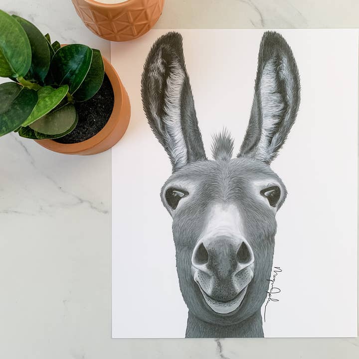 Reflections by Megan - Venta al por mayor Ilustración - Pintura acrílica de burro, arte moderno de granja5