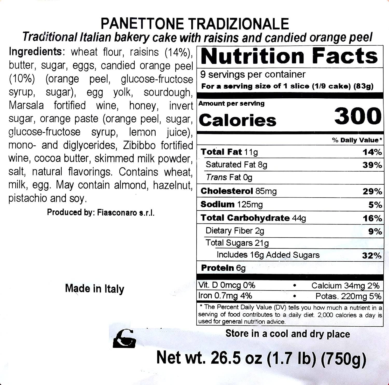 Golden West Specialty Foods - Vente Gâteau - Panettone de Noël, Traditionnel, par Fiasconaro. 750g (26,5oz)4