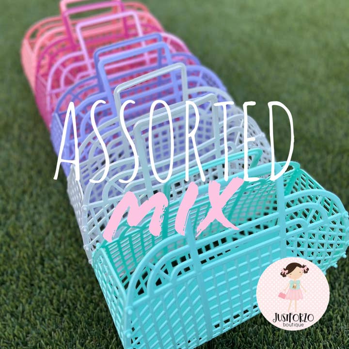 JustforZo boutique, Inc. - Wholesale Basket - *MIX 10* Large Retro Jelly Baskets, Bags - 𝙈𝙖𝙙𝙚 𝙞𝙣 𝙐𝙎𝘼!