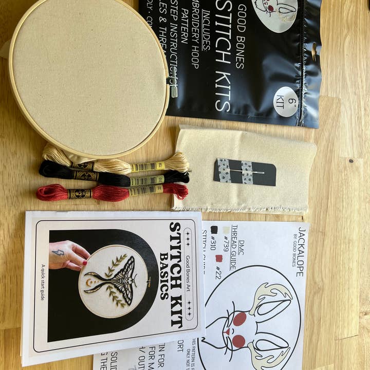 Good bones art - Wholesale DIY Craft Kit - Jackalope embroidery kit 6