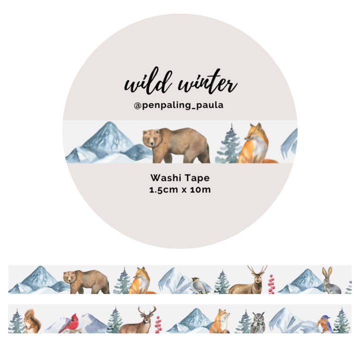 Wild Winter - Nastro Washi 15 mm x 10 m per la vendita all'ingrosso da parte di Penpaling Paula