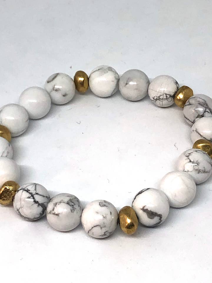Howlite and Gold Accent Layering Bracelet for wholesale by Inspiration Beads