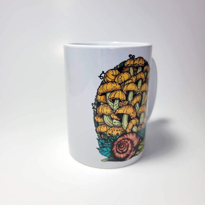Mushroom Marauder – wholesale Coffee mug – Land Snail and Chestnut Mushrooms Mug | 11oz/15oz2