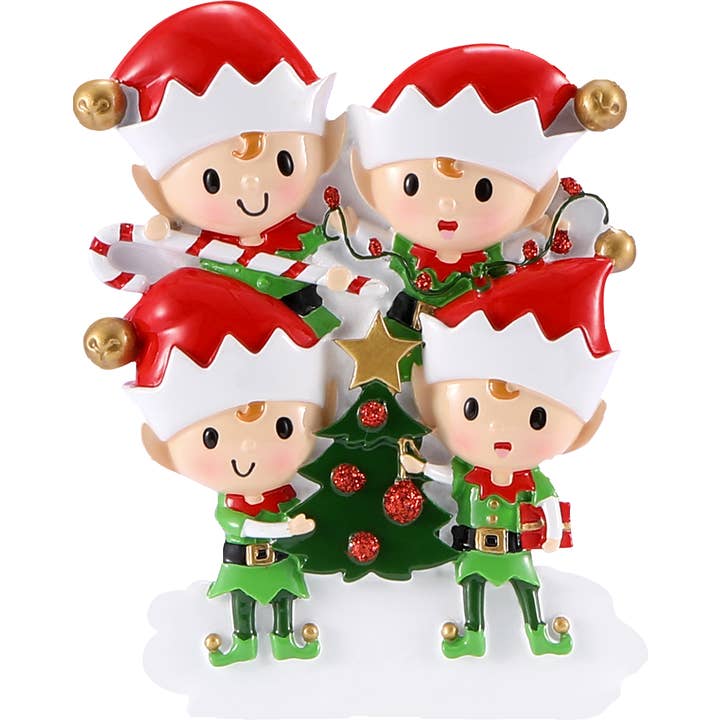 PolarX Ornaments - Vente Objets de décoration - Ornement personnalisé de la série Elves Decorating a Tree Family