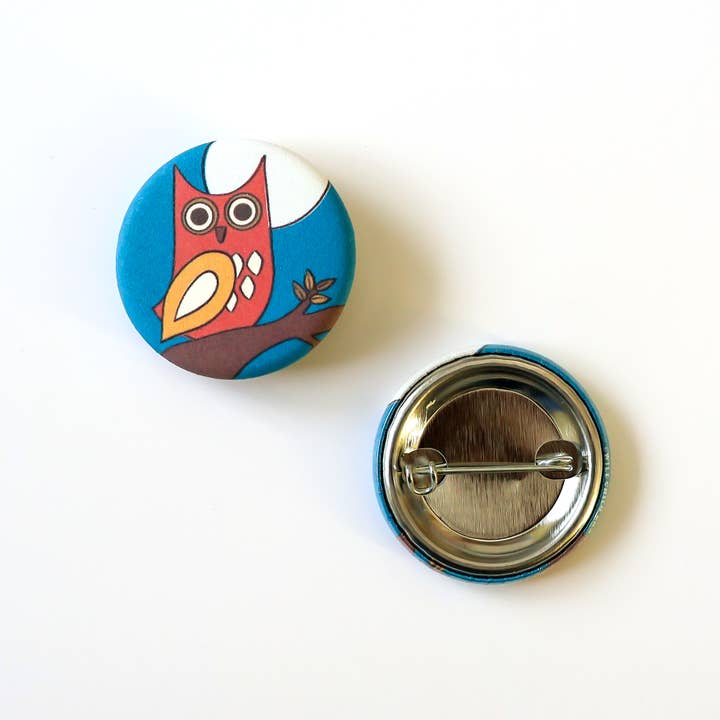 Night Owl Button Pin – Soft Matte Finish for wholesale by Wild Child Brand