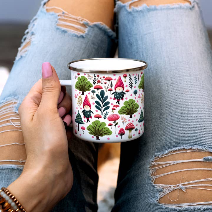 Loftipop - Wholesale Coffee Mug - Spring Woodland Hearts Gnome Camp Mug, Valentine Gifts