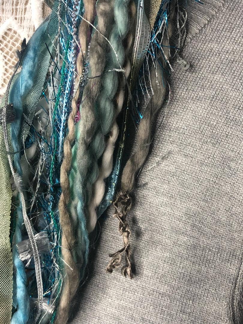 Scarves of Westwood - Wholesale Scarf - Women's - Long Style Lightweight Scarf in Turquoise & Grey - Handmade2