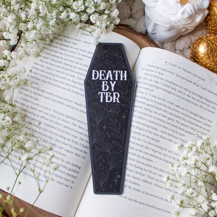 Meaggie Moos - Wholesale Bookmark - Death By TBR Halloween Coffin Die Cut Bookmark | Soft Touch
