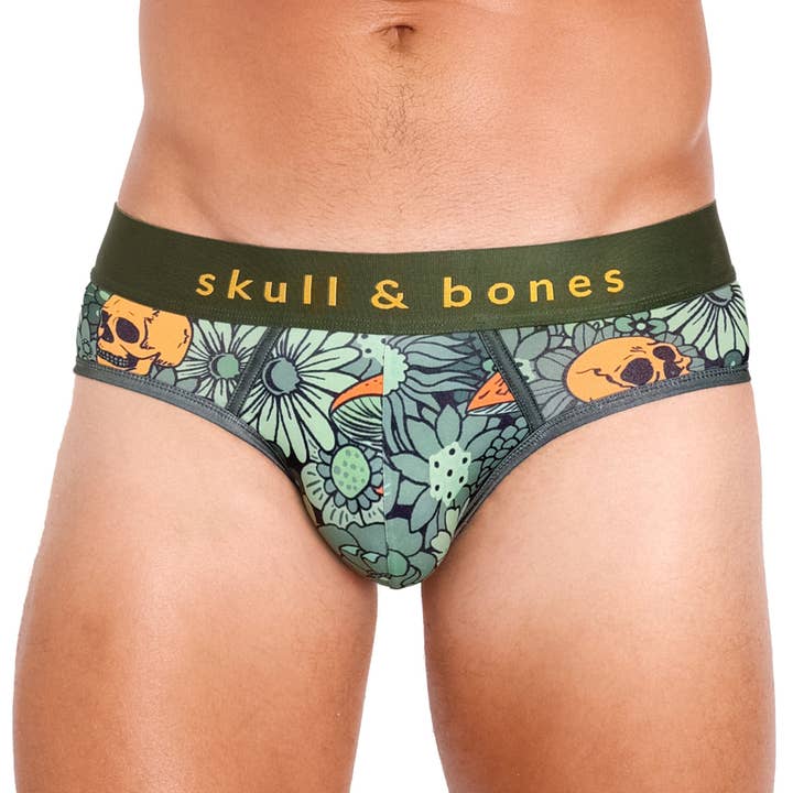 Cogumelo Floral Groovy Breve Verde Militar por atacado de Skull & Bones