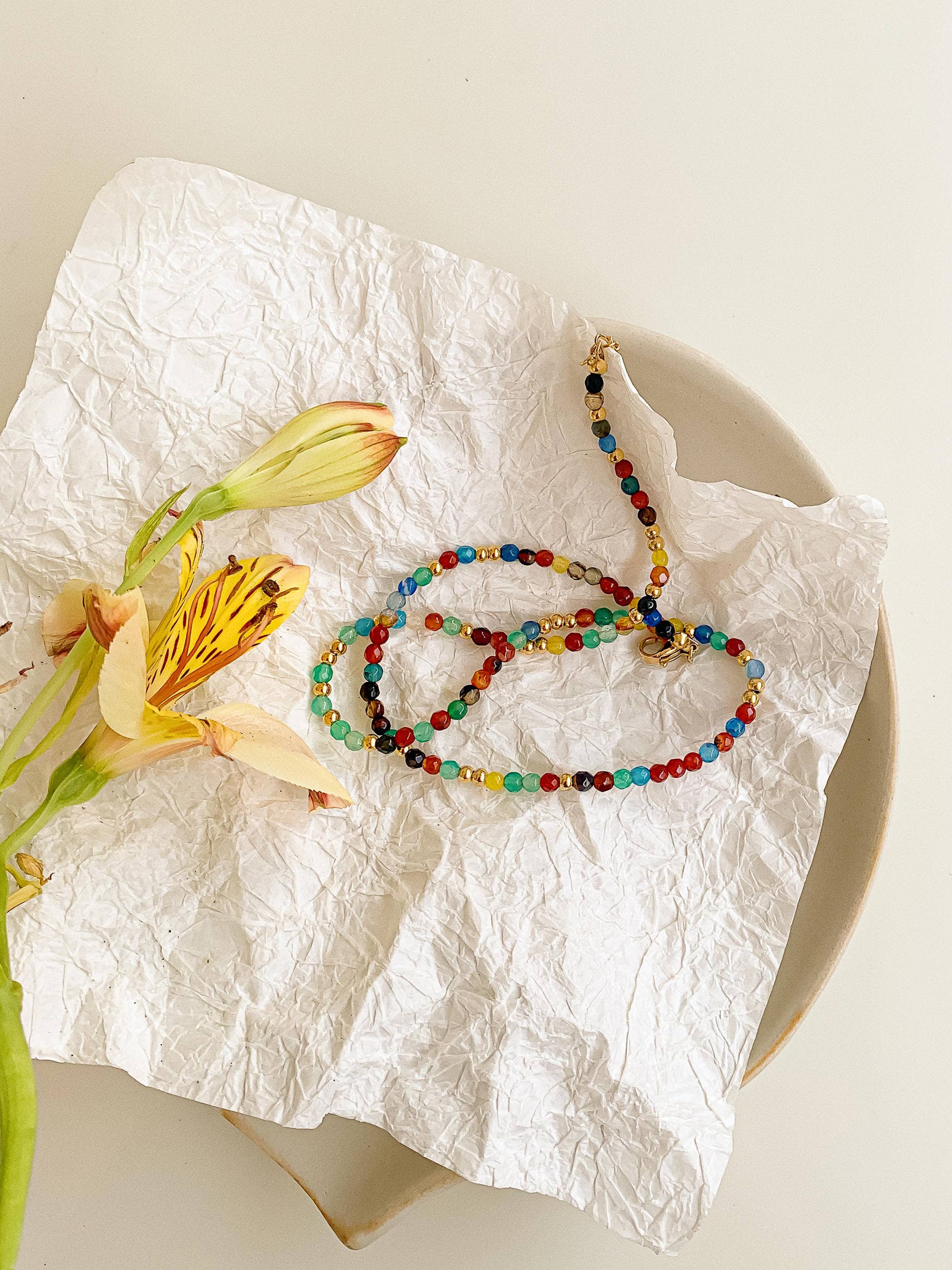 Estelle 18K Gold Non-Tarnish Beaded Multi Color Necklace for wholesale on Faire1