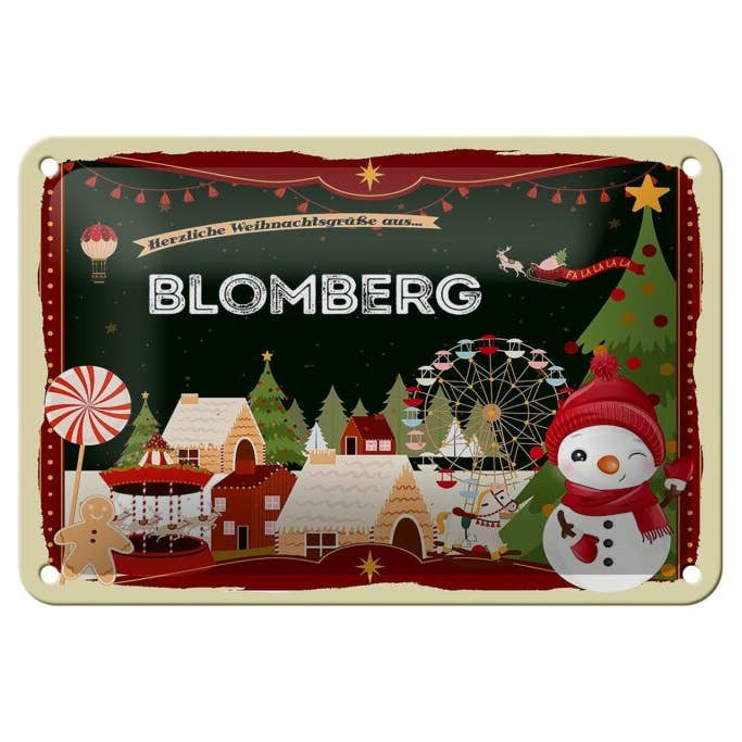 Christmas greetings BLOMBERG gift decorative sign 18x12 cm for wholesale by Femer