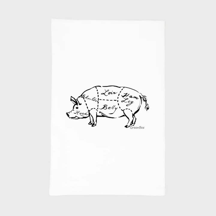 Pork Cuts Kitchen Towel | Tea Towels | Butcher Dish Towels for wholesale by Green Bee Tea Towels