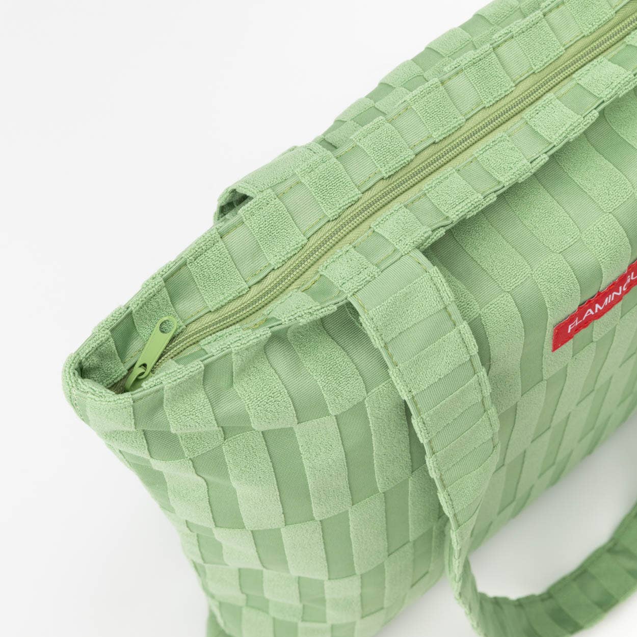 Flamingueo - Wholesale Beach Accessories - Green terry tote bag with stripes2