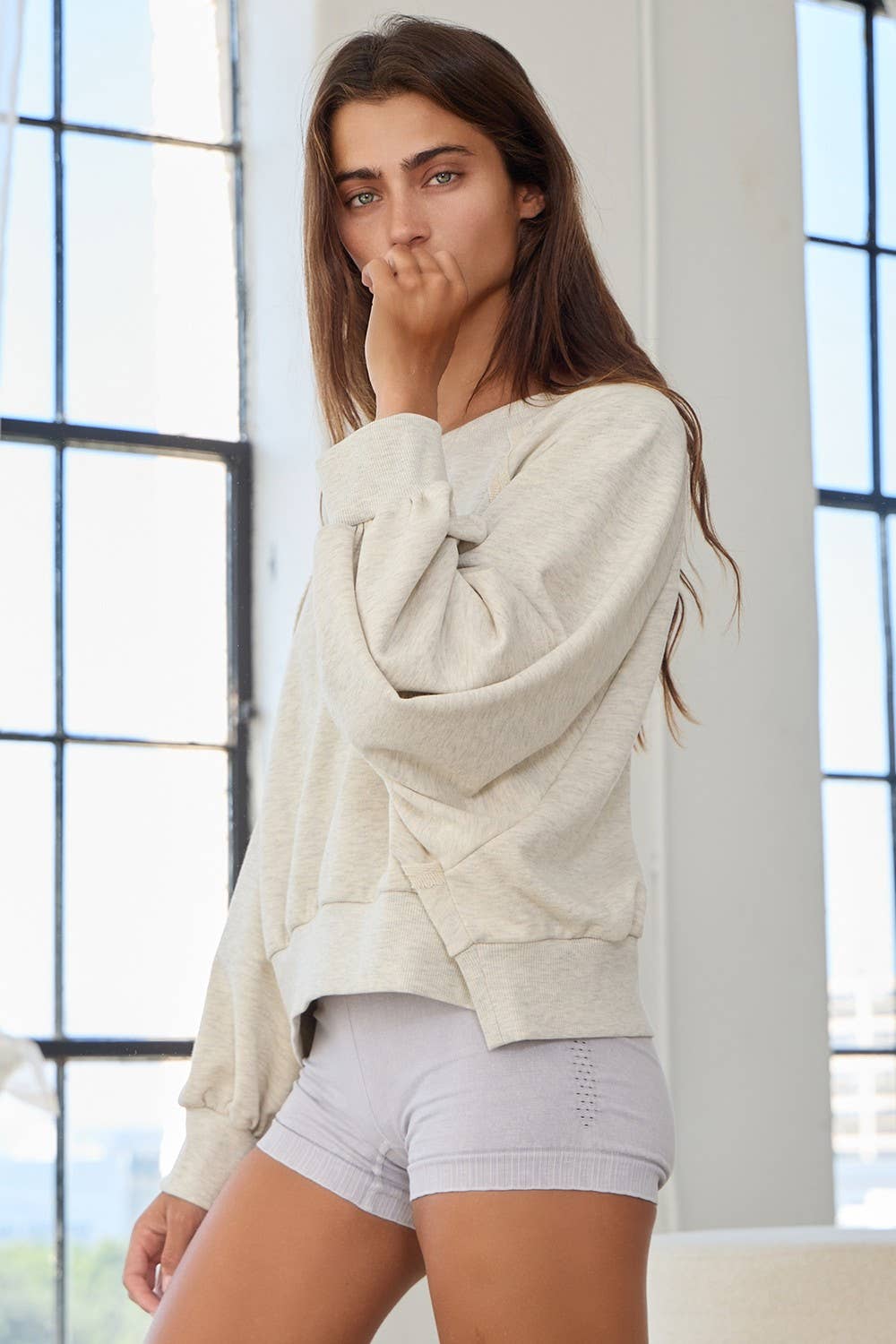 BUCKETLIST INC - Wholesale Sweatshirt - Women's - T2389A Out Seam Raglan Sleeve Solid Sweatshirt Top10