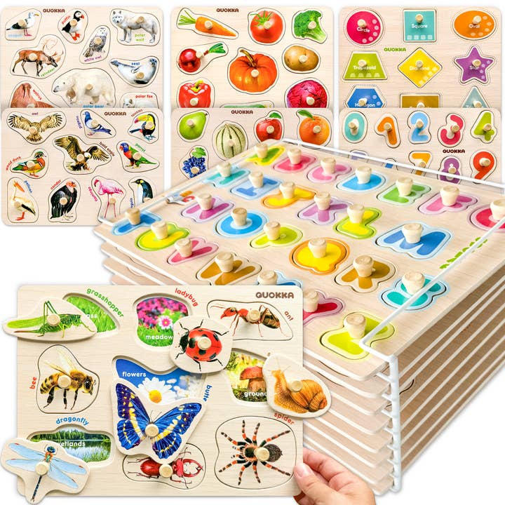 MontessoriWooden Puzzles for Toddlers on a Rack | set of 8 and other Purchase Wholesale grafika puzzle. Free Returns & Net 60 Terms on Faire trending on Faire.