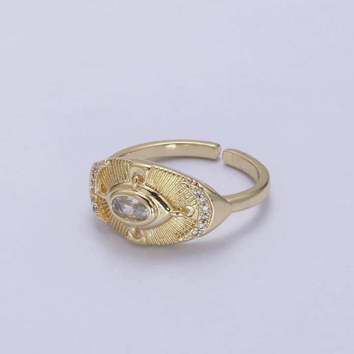 14k Gold Filled Celestial Ring, Goddess Ring, Eye Ring, Moon Ring, Minimalist Ring, Dainty Gold Ring, Stacking Ring, Christmas Gift U-319 for wholesale by Aim Eternal