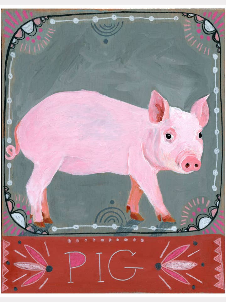 Totem animalier imprimé - Cochon pour la vente par Jessica Swift