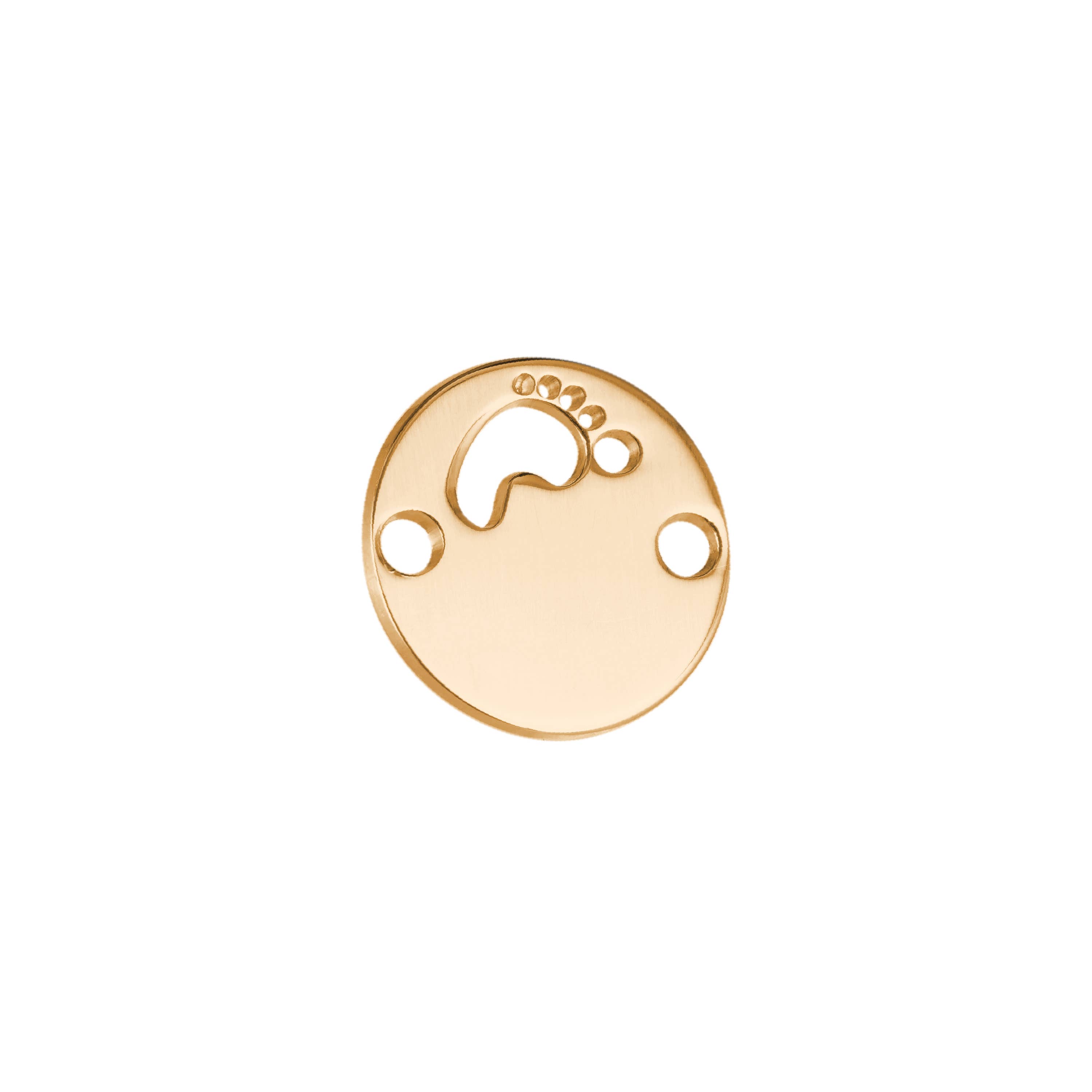 Bijoux Fabrication Française - Wholesale Individual Charm/Pendant - Round Medal Engravable Bracelet - Gold or Silver Foot Print2