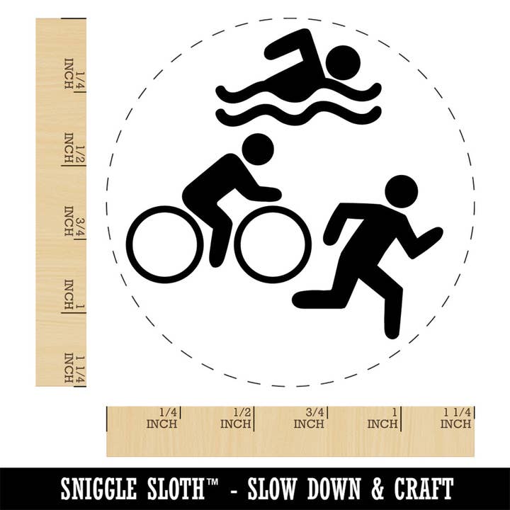 Sniggle Sloth - Wholesale Rubber/Decorative Stamp - Triathlon Icons Swim Bike Run Rubber Stamp for Stamping Crafting Planners3