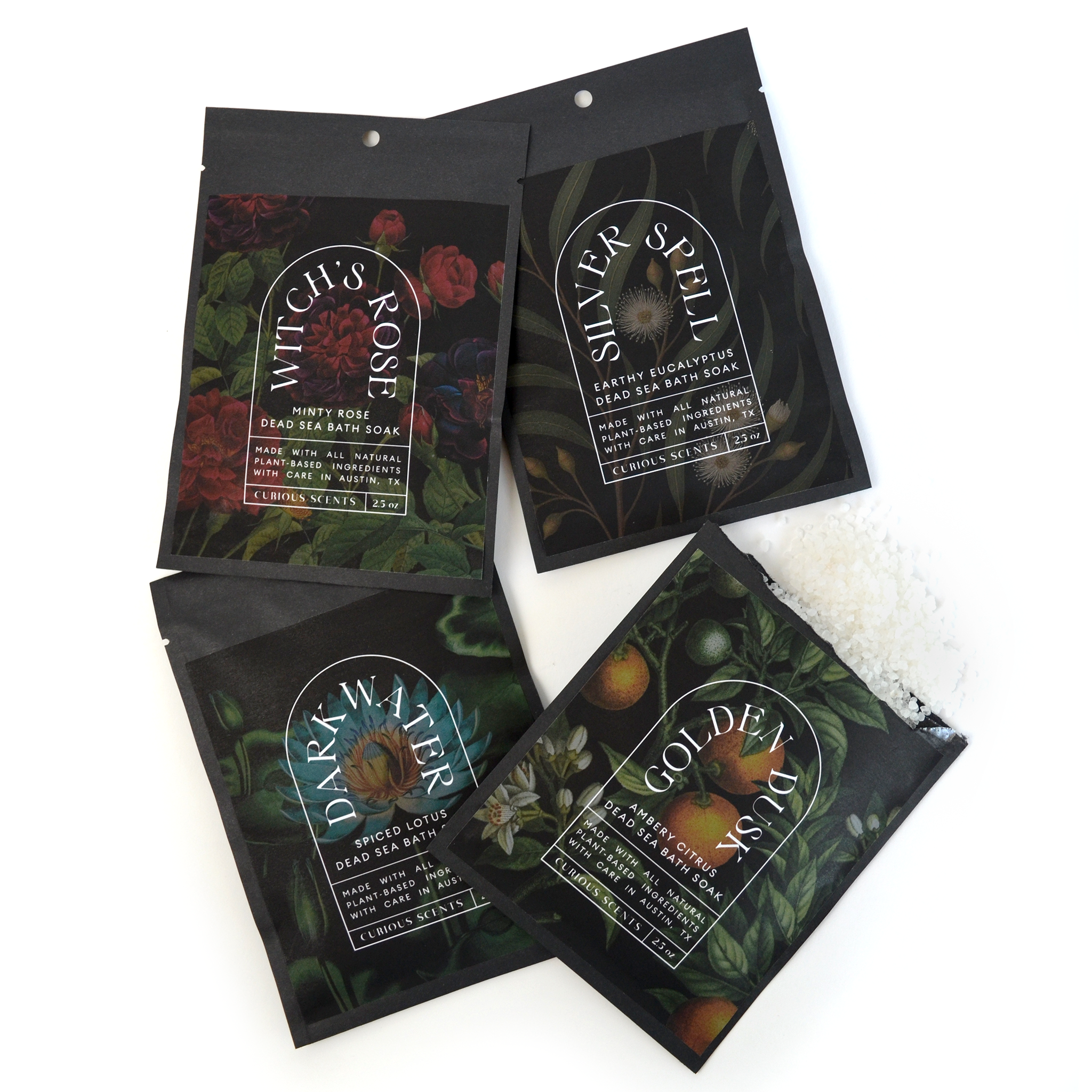 Curious Prints – wholesale Badsalt och skumbad – Häxans Ros Mintig Ros Botanisk Havssalt Badblötläggningspåse2
