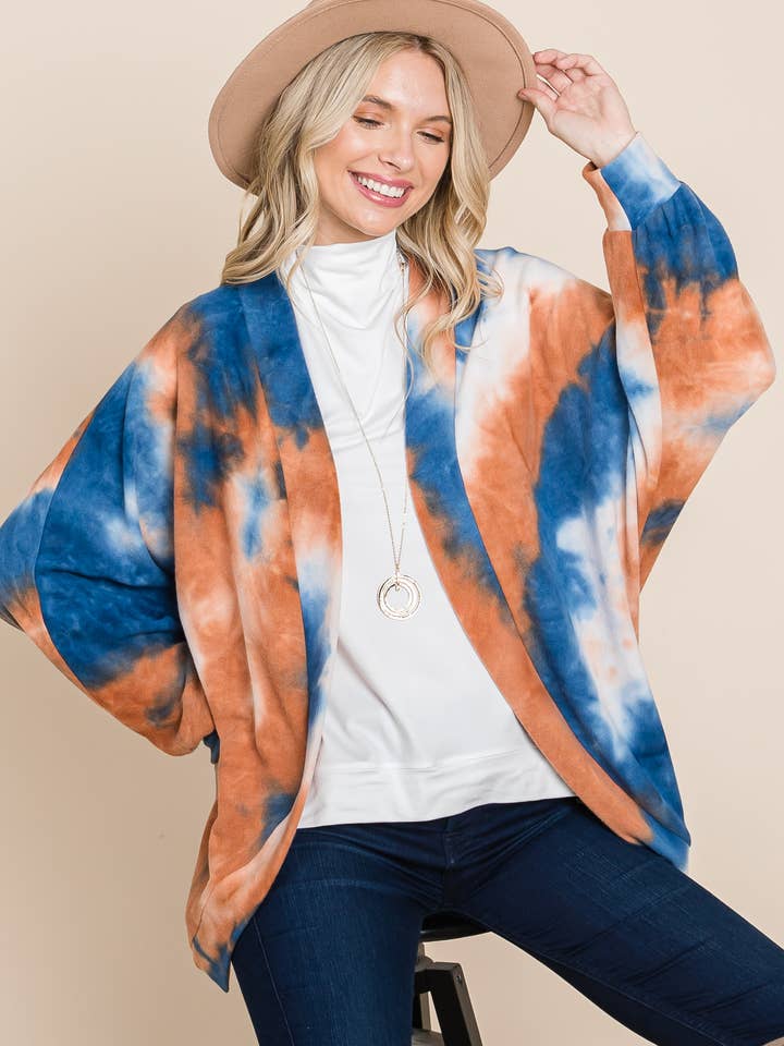 Blue Rust ETK-8668 Tie Dye Circle Cardigan for wholesale on Faire0