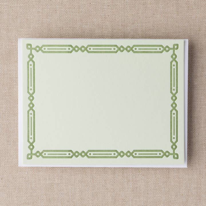 Cartes de correspondance plates à bordure verte pour la vente par Pinecrest Printery