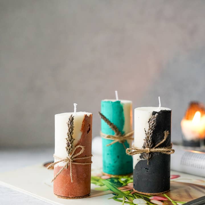 Gokican – wholesale Pillar candle – Concrete Soy Wax Candle | Natural Home Decor | Handmade Cand3
