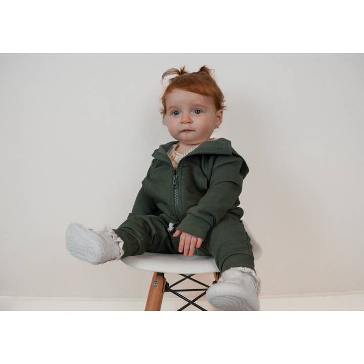 millie + roo - Wholesale Hoodie - Kids - ZIP HOODIE- Moss Bamboo French Terry