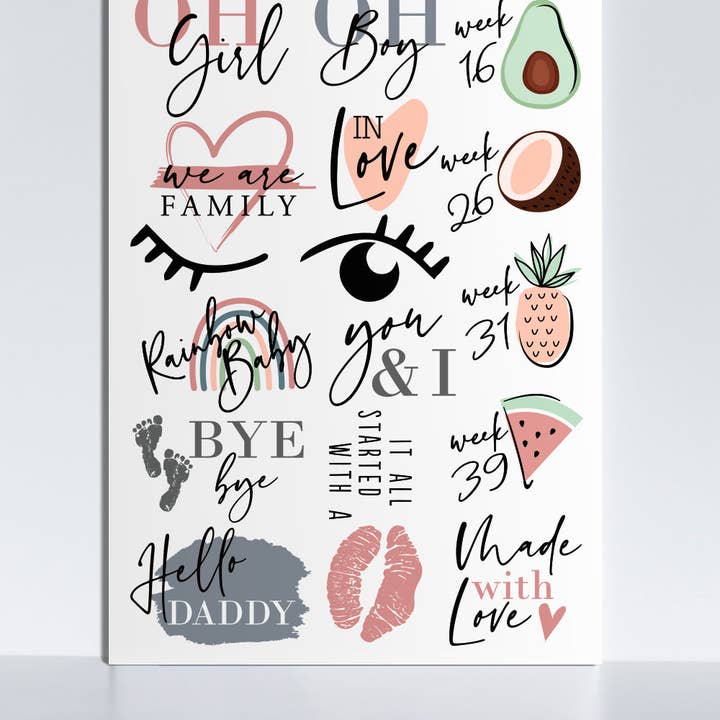 Mommy SPA - Wholesale Milestone Tracker - Maternity - Coloured Belly Tattoos Baby Bump Adhesive Tattoos1