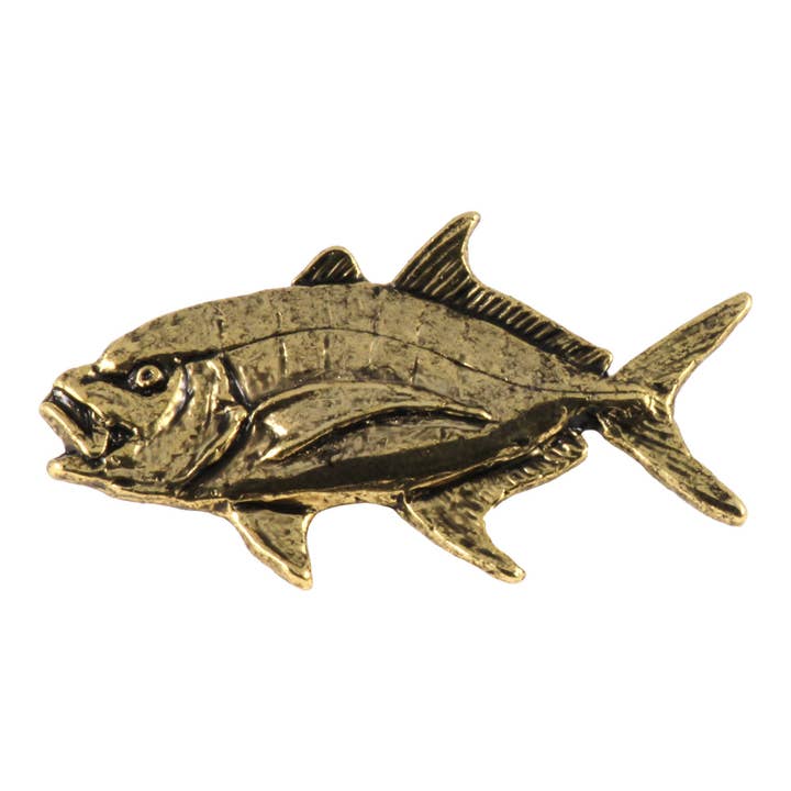 Creative Pewter Designs - Wholesale Lapel Pin/Button - Golden Trevally Fish Pewter Lapel Pin or Magnet S0194