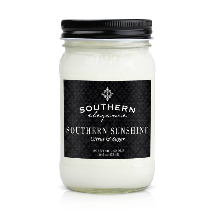 Southern Sunshine (Citrus & Sugar) Mason Jar Candle for wholesale by Southern Elegance Candle Co.