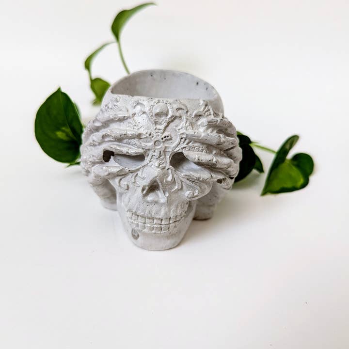 ForgottenProperty - Wholesale Plant Pot - Concrete Geometric Skull Air Plant Holder 0