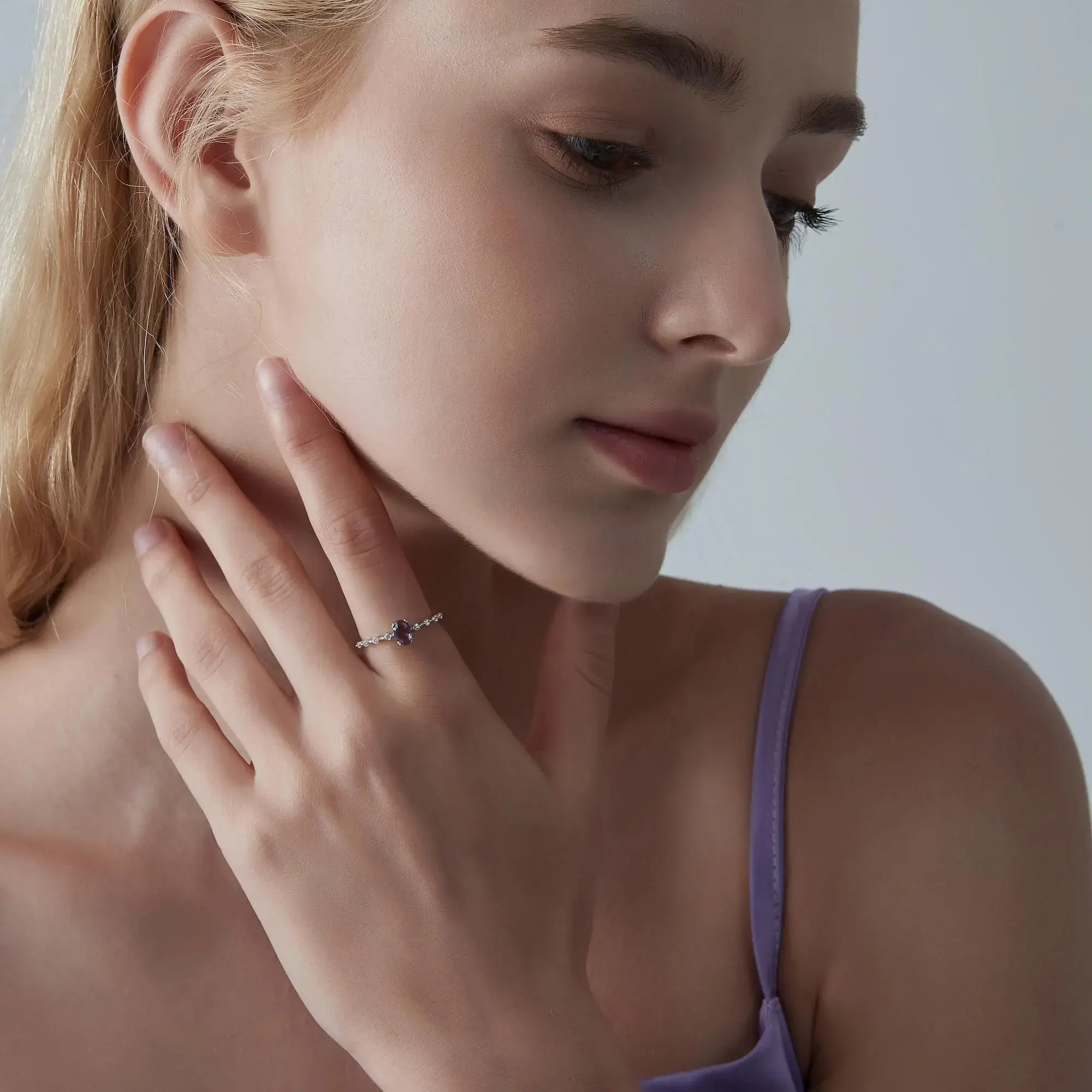 Perimade & Co. LLC - Wholesale Multi-Stone Ring - Oval Cut Natural Amethyst Ring in 925 Sterling Silver3