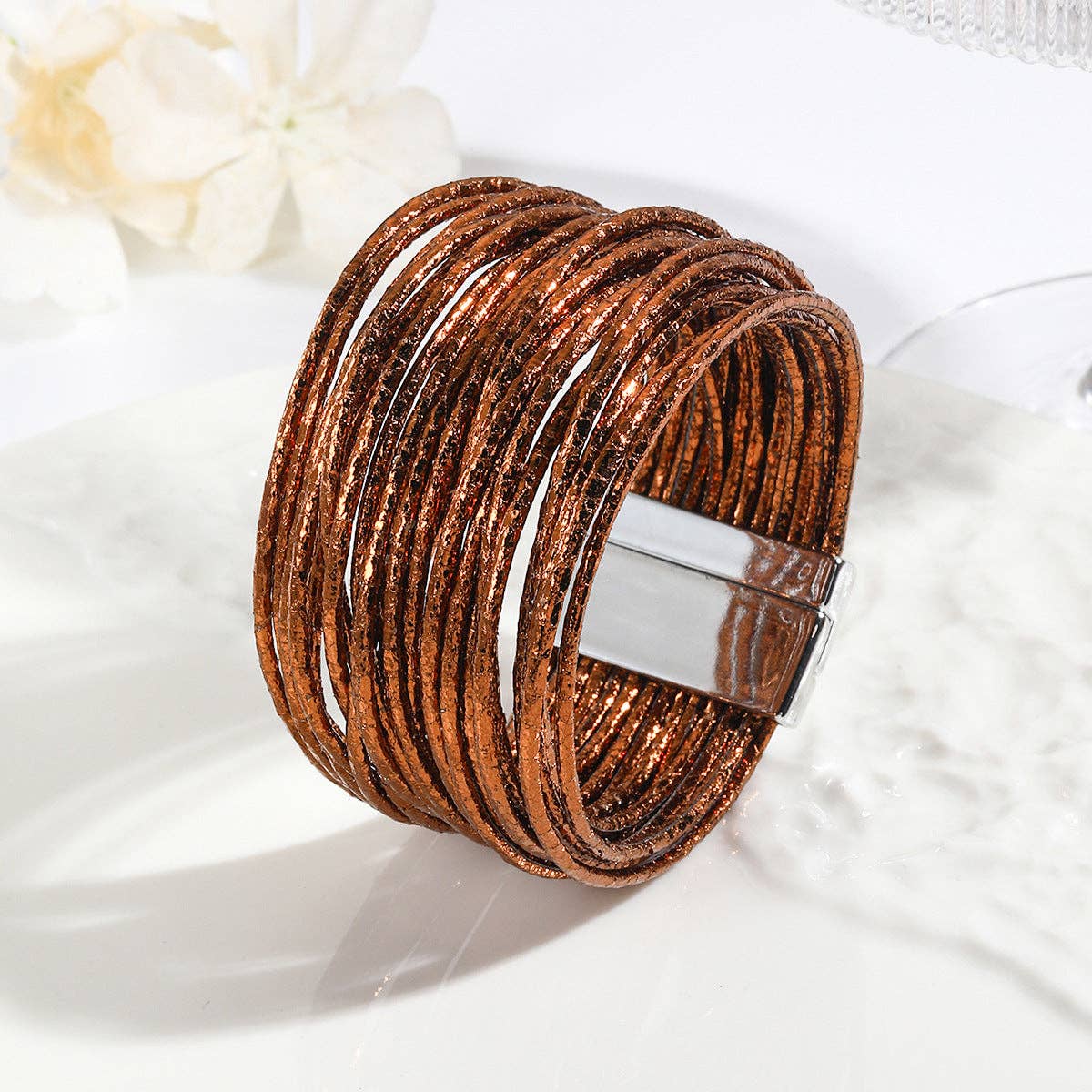 Mio Queena - Wholesale Bangle Bracelet - LB - Multi-Layer Leather Fashion Bracelet | Magnetic Buckle9