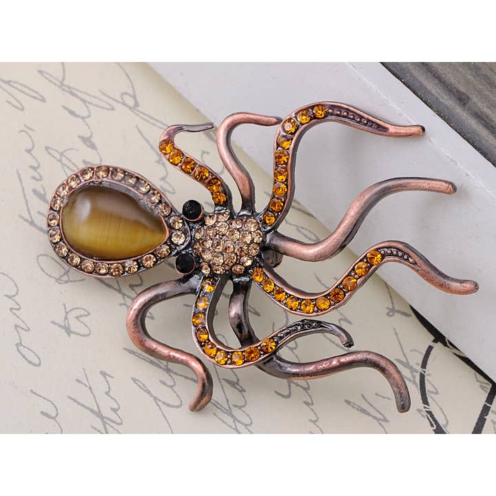 AK Brand - Vendita all'ingrosso Spille - Spilla con gambe di polpo nautico color topazio rame1