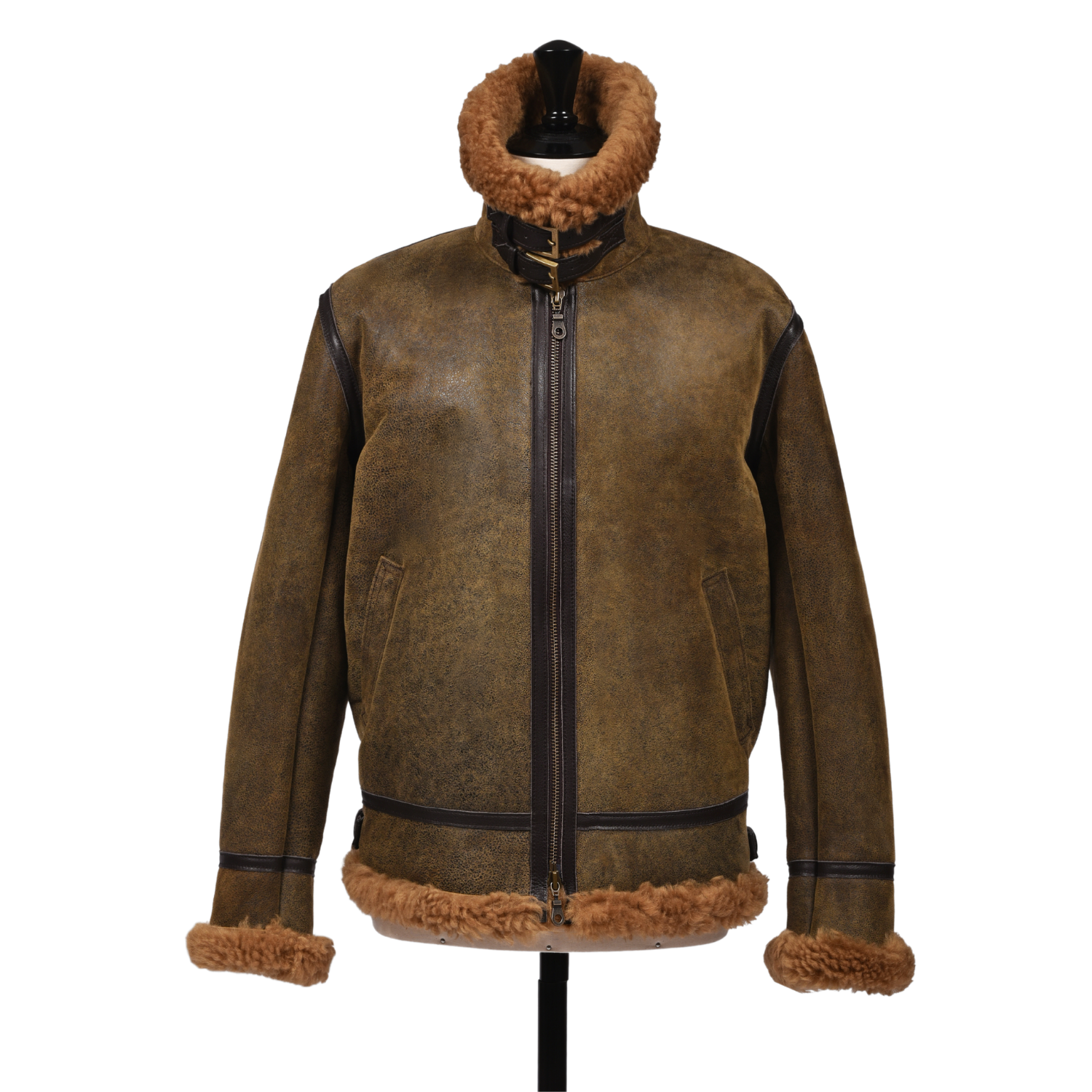 Owen Barry Ltd – Großhandel Jacke - Herren – Fliegerjacke aus Lammfell | ISL Brown Medium | Aviator Pilot11