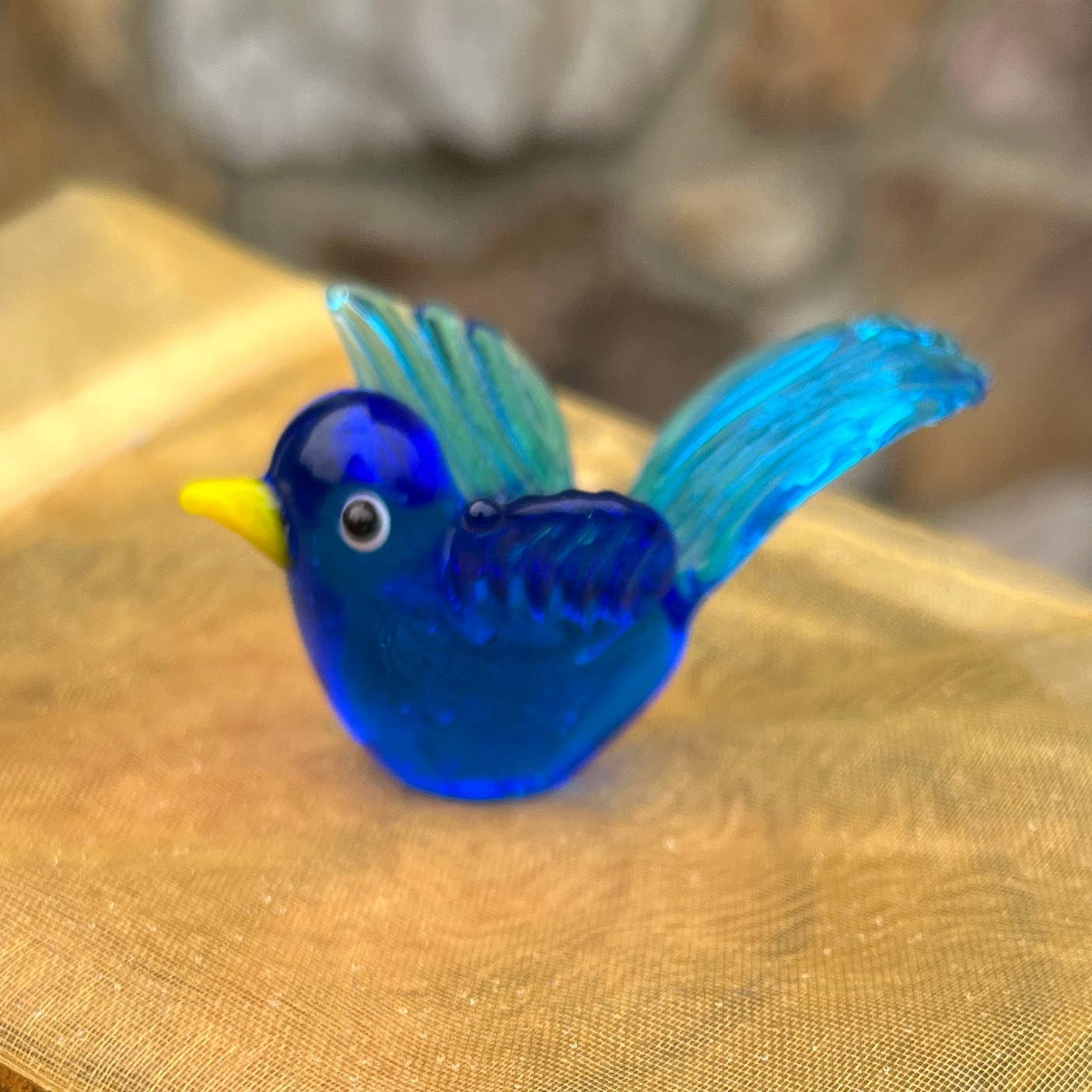 SHOPGIVECOURAGE - Wholesale Decorative Figurine - Glass Blue Bird Sitter Miniature - Figurine Collectible1