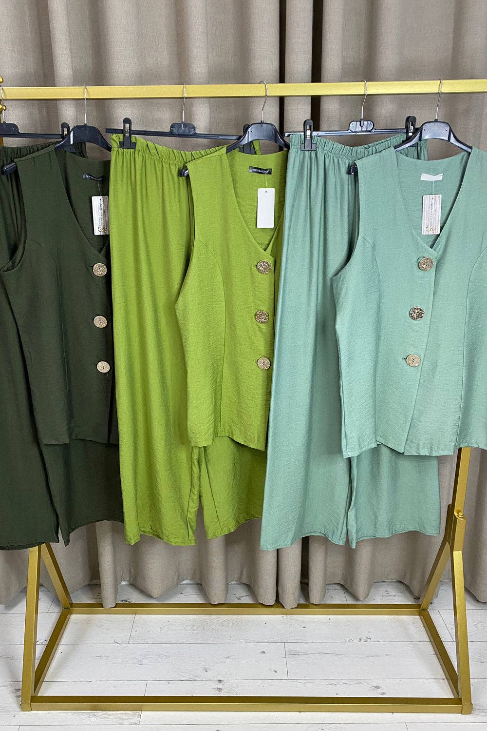 My Winners Direct – wholesale Top & pants set (NOT Loungewear) – Women's – Tanya Gold Button Detail Waistcoat and Trousers Co-Ord Set0